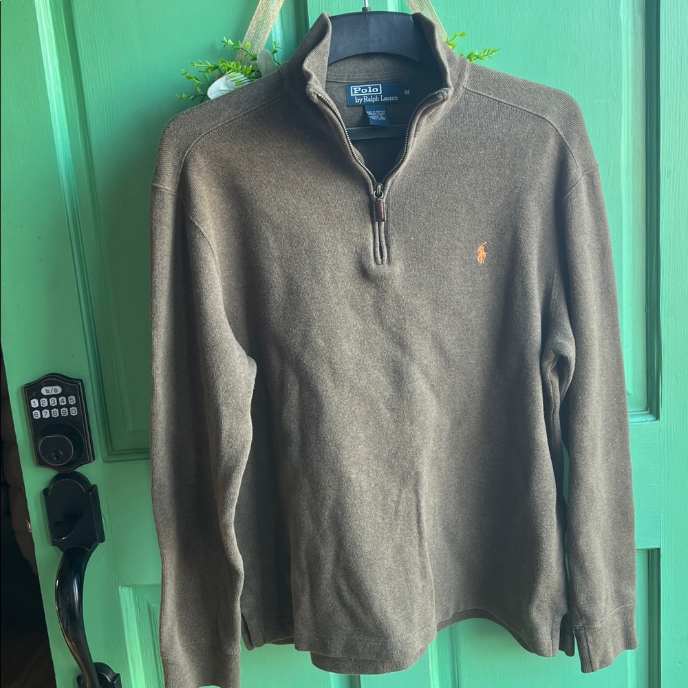 Ralph Lauren Brown Quarter-Zip Polo Sweater